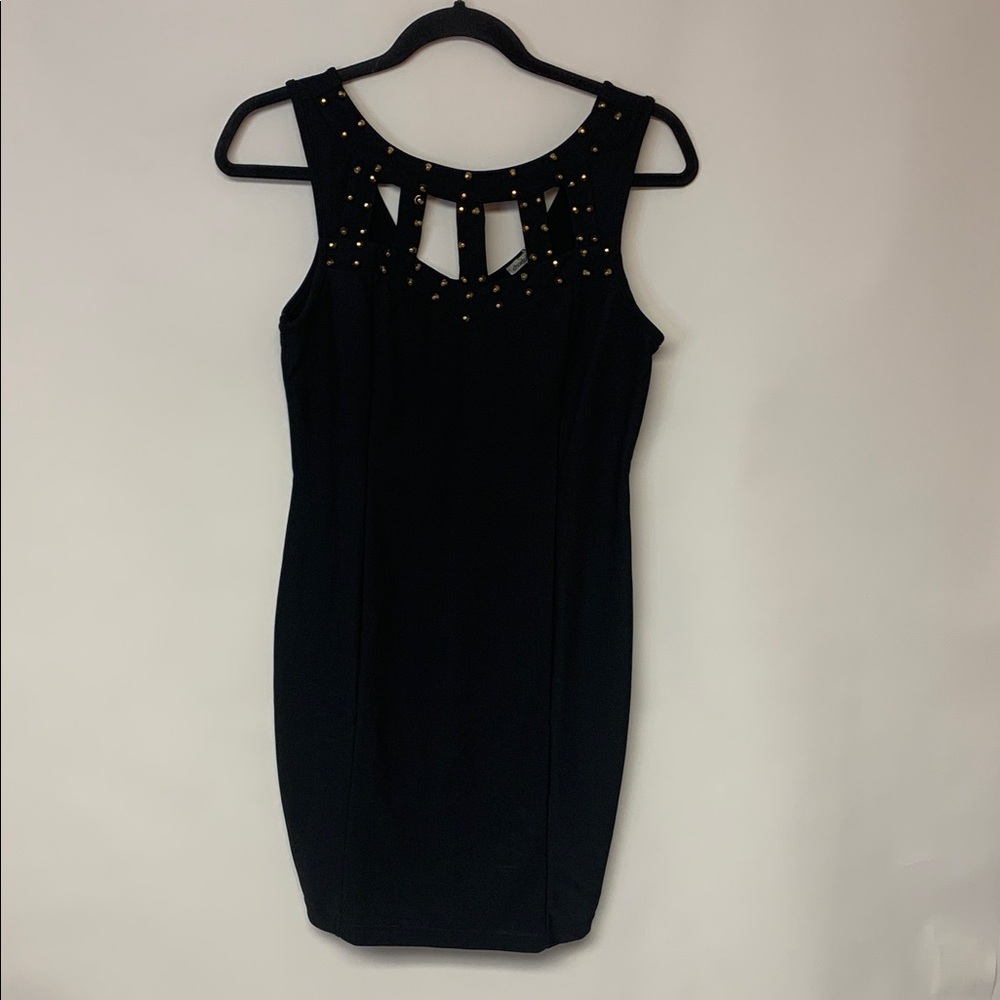 Charotte Russe Black Mini Bodycon Studded Edgy Disco Prom Party Sexy Womens SZ S